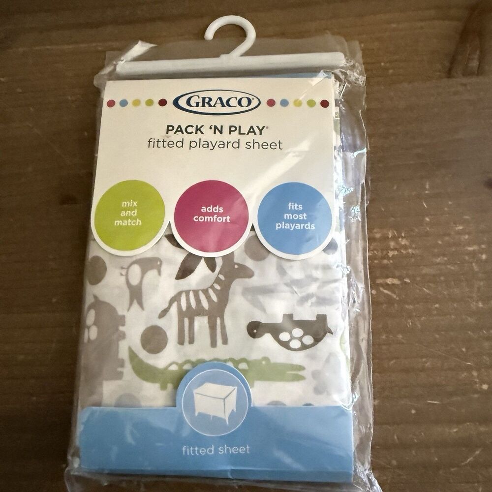 New GRACO Pack N Play Fitted Playard Sheet Animal Theme  39"×27"